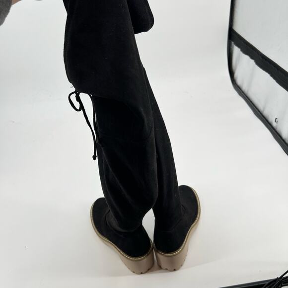 Nicole Miller Bass over the knee OTK faux suede stretch solid black boots size 8 - Picture 11 of 11